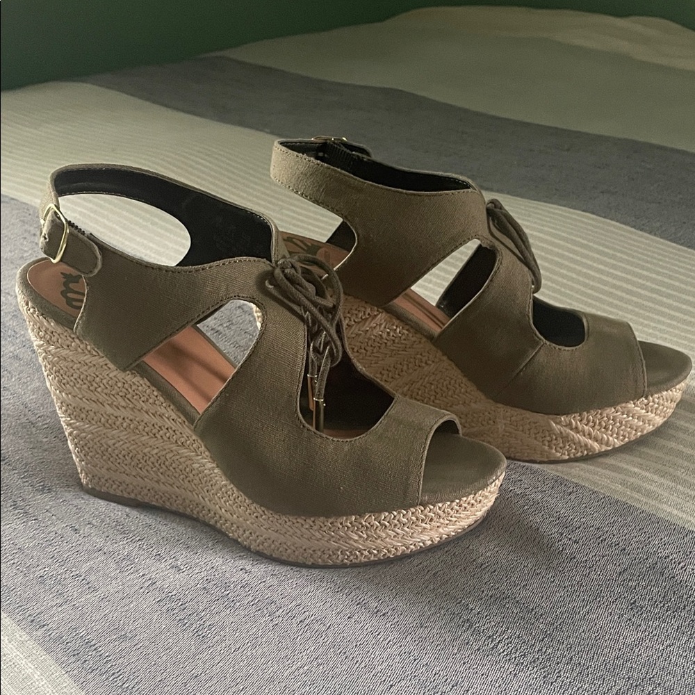 Olive Wedge Sandals